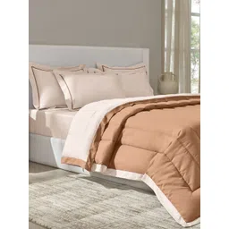 SANSAAR A DDECOR BRAND LIVE CONSCIOUSLY Brown & Pink Geometric Cotton 4 Piece Double Extra Large Superfine Bedding Set-picture-27