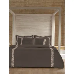 SANSAAR A DDECOR BRAND LIVE CONSCIOUSLY Brown & White Cotton 3 Piece Double Bedding Set-picture-27