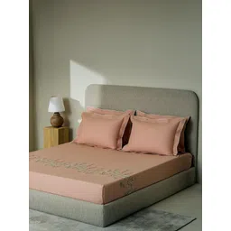 SANSAAR A DDECOR BRAND LIVE CONSCIOUSLY Pink Floral Cotton 3 Piece Double King Superfine Bedding Set-picture-17