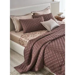 SANSAAR A DDECOR BRAND LIVE CONSCIOUSLY Pink Printed 7Pcs Cotton Double Queen Bedding Set-picture-25