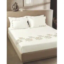 sansaar 200 TC Embroidered King-Size Bedsheet with Pillow Covers-picture-21