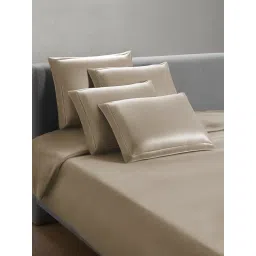 Sansaar Cobblestone Brown Cotton Plain 210 TC Double Duvet Cover-picture-18