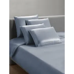 Sansaar Denim Grey Cotton Plain 210 TC Double Duvet Cover-picture-47