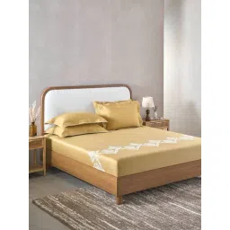 Sansaar Gold Cotton Abstract 210 TC Double Bedsheet with 2 Pillow Covers-picture-34