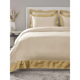 Sansaar Gold Cotton Plain 210 TC King Flat Bedsheet with 2 Pillow Covers-picture-11