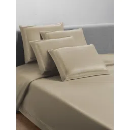 Sansaar Oat Meal Beige Cotton Geometric 210 TC Double Duvet Cover image 1