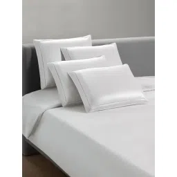 Sansaar White Cotton Plain 210 TC King Flat Bedsheet with 2 Pillow Covers-picture-17