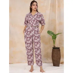 SANSKRUTIHOMES Floral Printed Pure Cotton Night Suit-picture-36