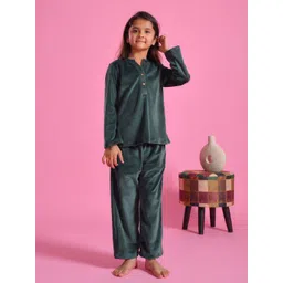 SANSKRUTIHOMES Girls Green Solid Night Suit-picture-40