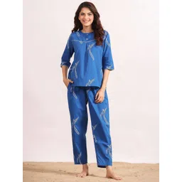 SANSKRUTIHOMES Round Neck Printed Pure Cotton Night suit-picture-37