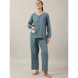 SANSKRUTIHOMES Teal Pure Cotton Night suit-picture-31