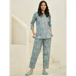 SANSKRUTIHOMES Women Printed Pure Cotton Night suit-picture-24