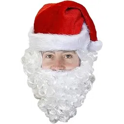 Santa Claus Hat with Beard Set (Red) for Christmas Party Celebration, Costume, and Themed Photo Booths - 1 Pcs-picture-16