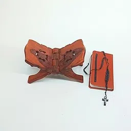 Santarms Wooden Book Stand | 10-Inch Holy Bible Holder | Foldable Book Stand for Reading | Durable and Elegant Book Holder for Study and Pooja-picture-25