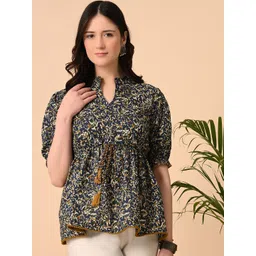 SANTOLIYA Floral Print Ethnic Cotton Peplum Top-picture-26