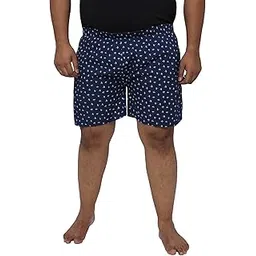 santonio Men's Navy Blue Printed Cotton Boxer Shorts, Plus Size, Comfortable Loungewear-picture-37