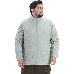 santonio Men's Plus Size Light Green Quilted Padded Jacket, Lightweight, Zip-Front Closure, Detachable Hood, Multiple Pockets-picture-26