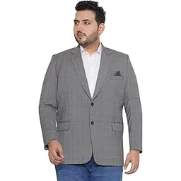 santonio Plus Size Grey Wool Blend Checks Formal Blazer, Regular Fit, 70% Wool-picture-31