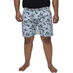 santonio Plus Size Men's Light Blue Leaf Printed Cotton Boxer-picture-47