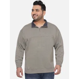 Santonio Plus Size Mock Collar Pure Cotton Sweatshirt-picture-13