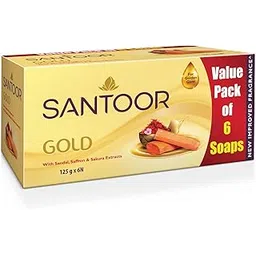 Santoor Gold Bathing Bar Soap with Kashmiri Saffron, Sandal & Sakura Extracts for Soft & Younger-Looking Skin| Gentle & Rich Lathering Formula with Refreshing Fragrance| For All Skin Types| 125g, Pack of 6-picture-31