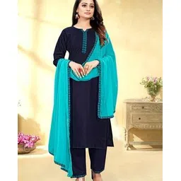 santopera desinger Women Embroidered Straight Kurta Set with Dupatta-picture-19