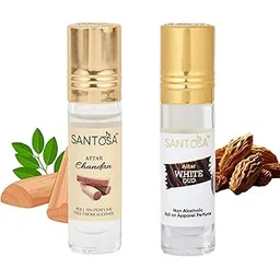 Santosa Chandan (Sandalwood) & White Oud Attar Roll-On | 6ml Each | Alcohol-Free Itra/Ittar Perfume | Long-Lasting Woody & Oud Fragrance for Men & Women-picture-39