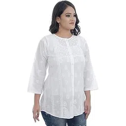 sanvi collections Hand Embroidered (Lucknowi Chikankari) keel Shirt for Women 3XL A086103-picture-35