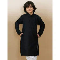 Sanwara Boys Black Cotton Embroidery Full Sleeves Kurta-picture-12