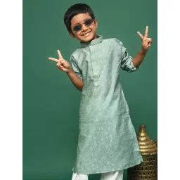 Sanwara Kids Green Embroidered Kurta-picture-34