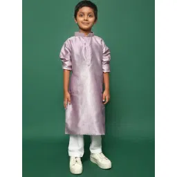 Sanwara Kids Mauve Embroidered Kurta With Pants Set-picture-31