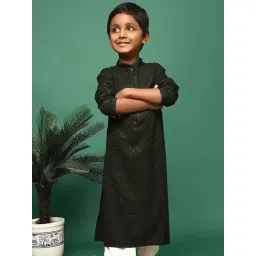 Sanwara Kids Olive Cotton Embellished Kurta-picture-28