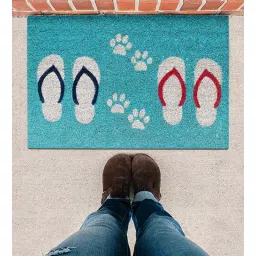 sapana carpet-mats Blue & White Abstract Natural Coir 24x16 Inches Antiskid Door Mat-picture-11