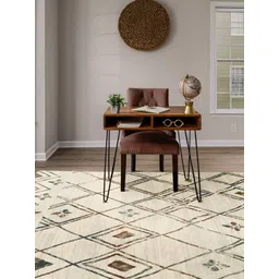 Sapana Carpet-Mats Cream-Coloured Abstract Anti-Skid Polypropylene Carpet-picture-33