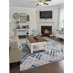 Sapana Carpet-Mats Cream-Coloured & Blue Abstract Printed Anti-Skid Carpet-picture-16