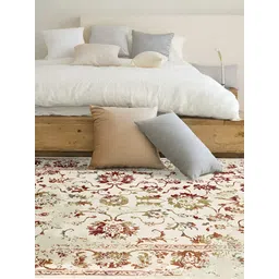 Sapana Carpet-Mats Cream-Coloured Floral Anti-Skid Polypropylene Carpet-picture-24