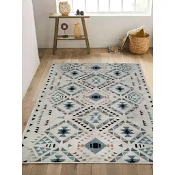 Sapana Carpet-Mats Cream-Coloured Geometric Anti-Skid Polyester Carpet-picture-19