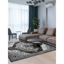 Sapana Carpet-Mats Grey & Beige Ethnic Motifs Printed Anti-Skid Polyester Carpet-picture-30