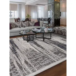Sapana Carpet-Mats Grey & White Abstract Anti-Skid Carpet-picture-37