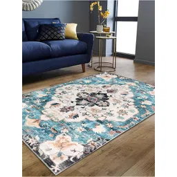 Sapana Carpet-Mats Rio Blue Ethnic Motifs Printed Anti Skid Rectangle Contemporary Carpet-picture-21