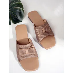 SAPATOS Women Striped Open Toe Flats with Bows-picture-24