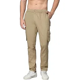 sapper Regular Fit Cotton Cargo Pants for Men| Utility Pockets with Zippers| Elasticated Waistband with Belt Loops & Internal Drawcords| Also Available in Plus Sizes | L to 5XL-picture-13