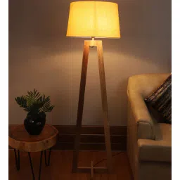sapphire Aera Beige Fabric Shade Club Floor Lamp With Wood Base-picture-36