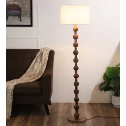 sapphire Oval White Fabric Shade Club Floor Lamp With Mango wood Base-picture-22