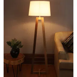 sapphire Soomin White Fabric Shade Club Floor Lamp With Wood Base-picture-19