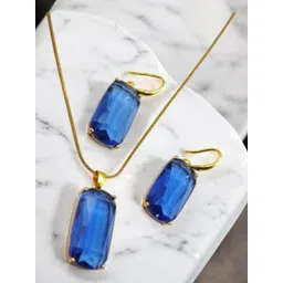 SAPRAA TRENDS Gold-Plated & Blue Stainless Steel Artificial Stones & Beads Jewellery Set-picture-18