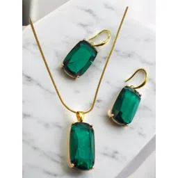 SAPRAA TRENDS Gold-Plated & Green Stainless Steel Artificial Stones & Beads Jewellery Set-picture-19