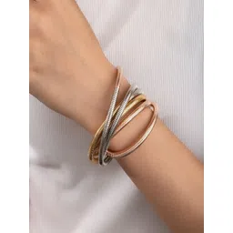 SAPRAA TRENDS Gold Plated Stainless Steel Layered Cuff Bracelet-picture-21