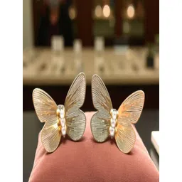SAPRAA TRENDS Stainless Steel Gold-Plated Artificial Stones Studded Butterfly Shaped Studs-picture-13