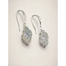 SAPRAA TRENDS Stainless Steel Rhodium-Plated American Diamond Studded Floral Drop Earrings-picture-36